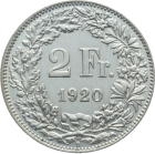 2 Franken 1920 B - fast unzirkuliert